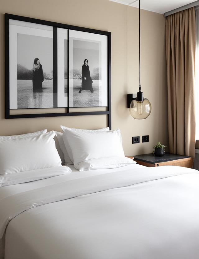 Luxury hotel suite featuring curated limited edition prints